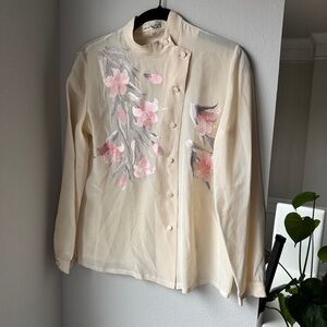 Vintage Guo Su Hand Embroidered Silk Top